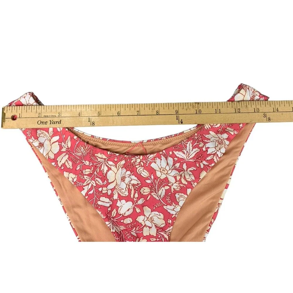 New! J. Crew Sz Small Curved Waist Cheeky Bikini Bottom Pink Tossed Floral BH553